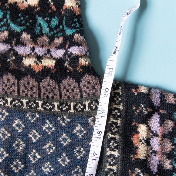 VINTAGE Jason Maxwell Floral Stripe Chunky Crewneck Cardigan Sweater Size Large - Picture 5 of 7